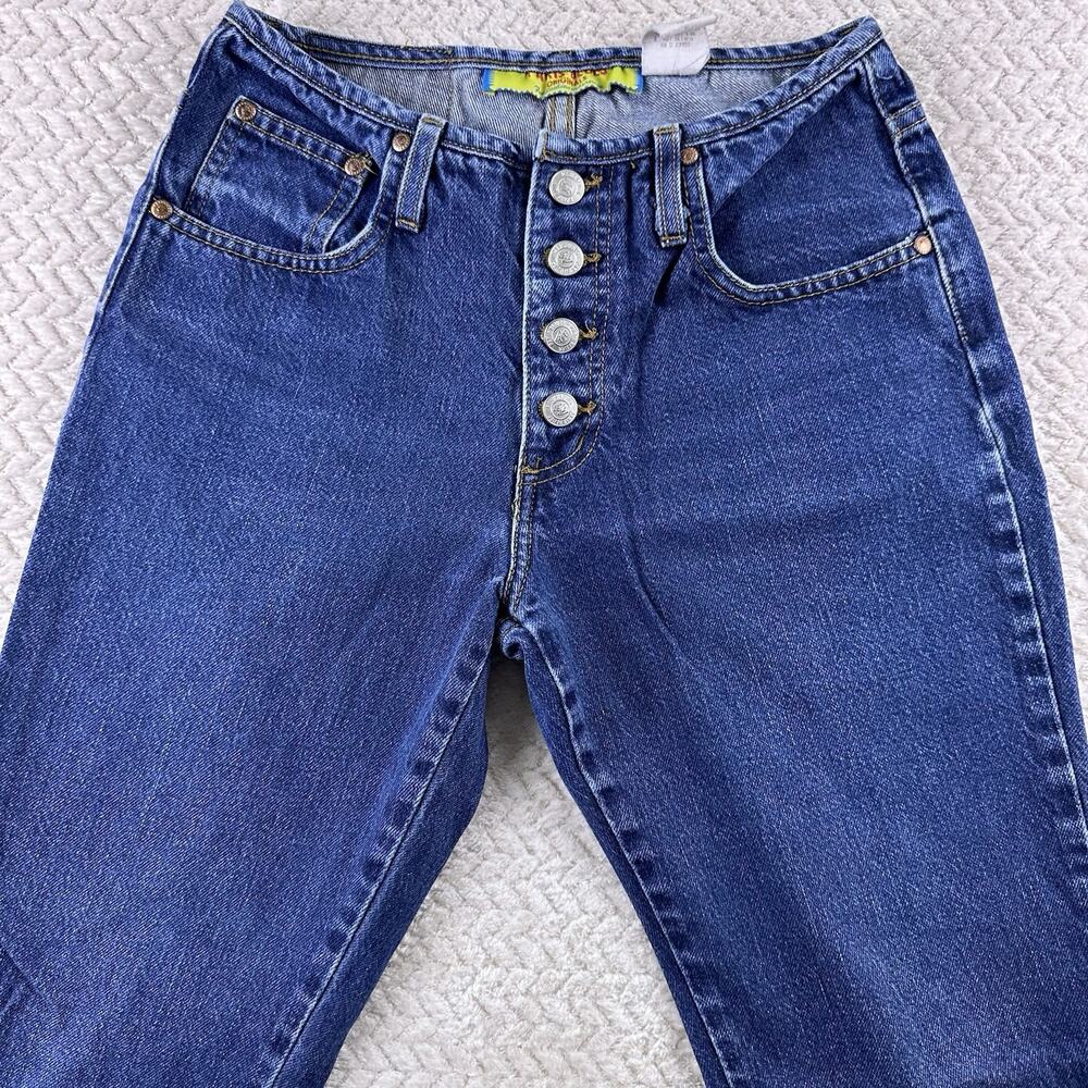 Vintage‎ 90s Paris Blues Women’s Mid Rise Flare Leg Jeans Size 7 Button Fly - Picture 2 of 16